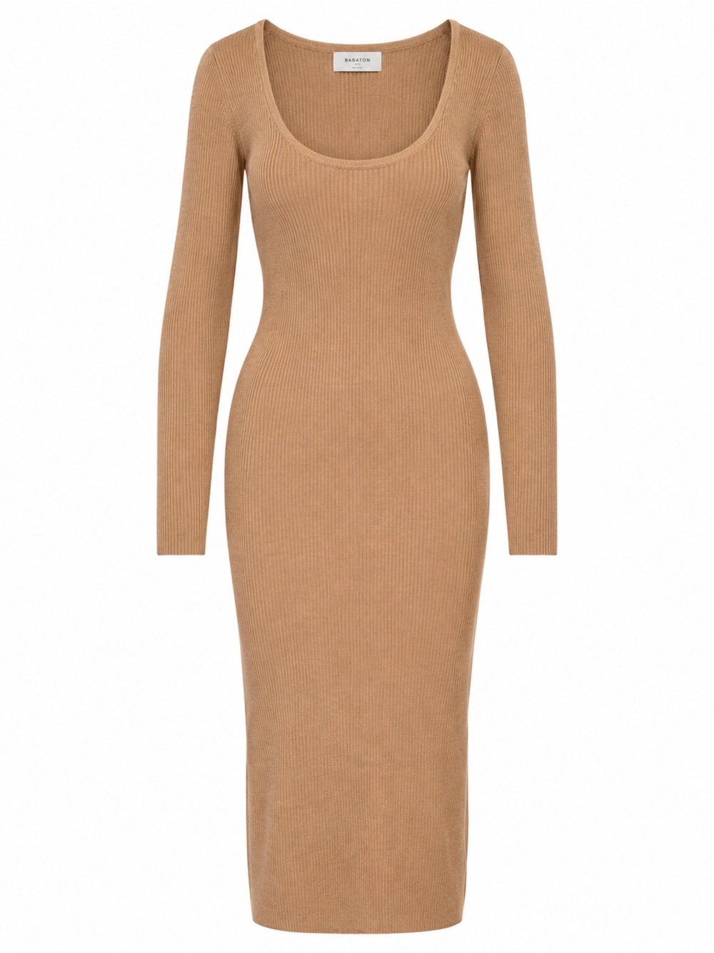 Aritzia Babaton Tan Wool Knit Midi Dress